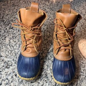 L.L. Bean Tan Blue Winter Duck Boots